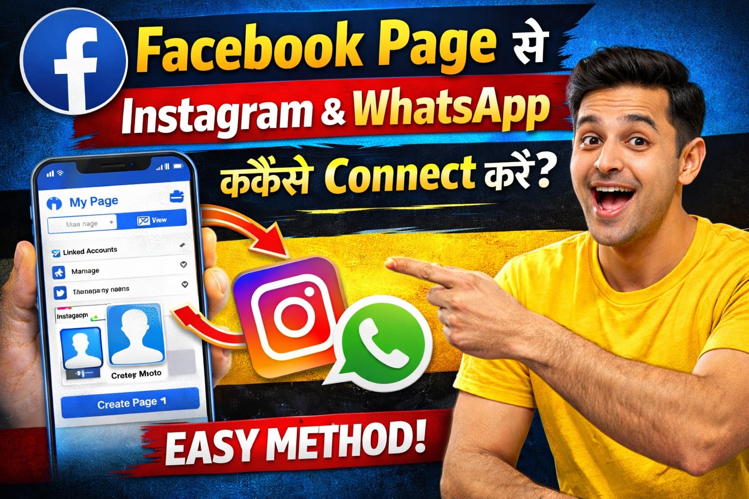 How to connect instagram & whatsapp with facebook page ??